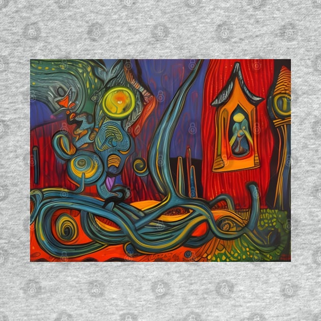 Rapunzel Undone: art brut abstract fairytale scene by EpicFoxArt